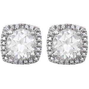 Created White Sapphire & .015 CTW Diamond Earrings